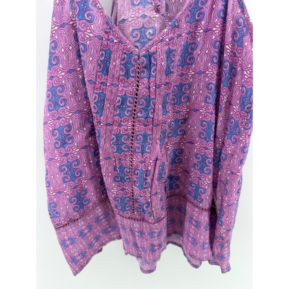 ONeill Womens Purple Paisley Halter Tank Top Cotton Crochet Lace Boho Small